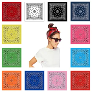 12 Piece Novelty Bandanas Paisley 100% Cotton Hearwear (22 inches x 22 inches)