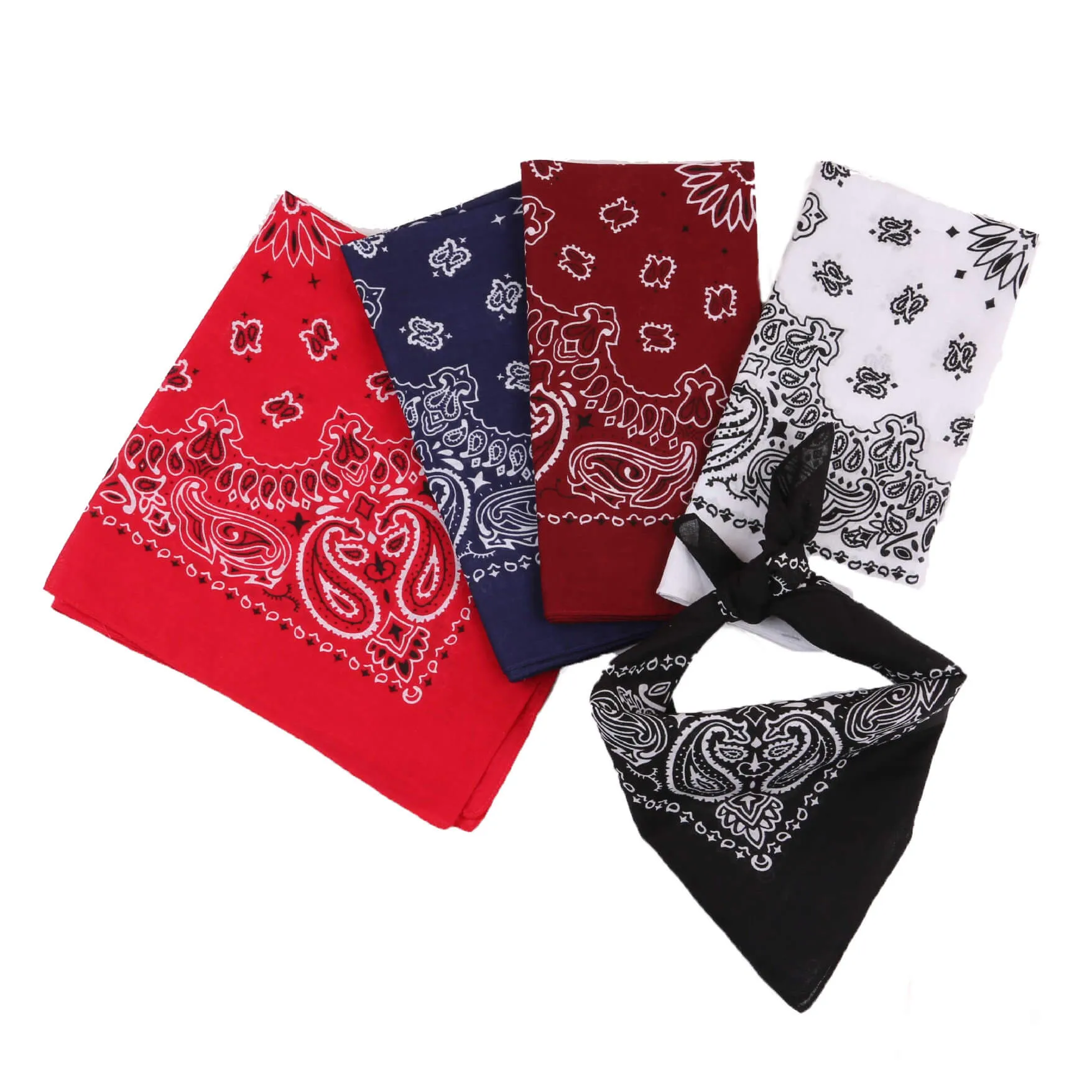 12 Piece Novelty Bandanas Paisley 100% Cotton Hearwear (22 inches x 22 inches)