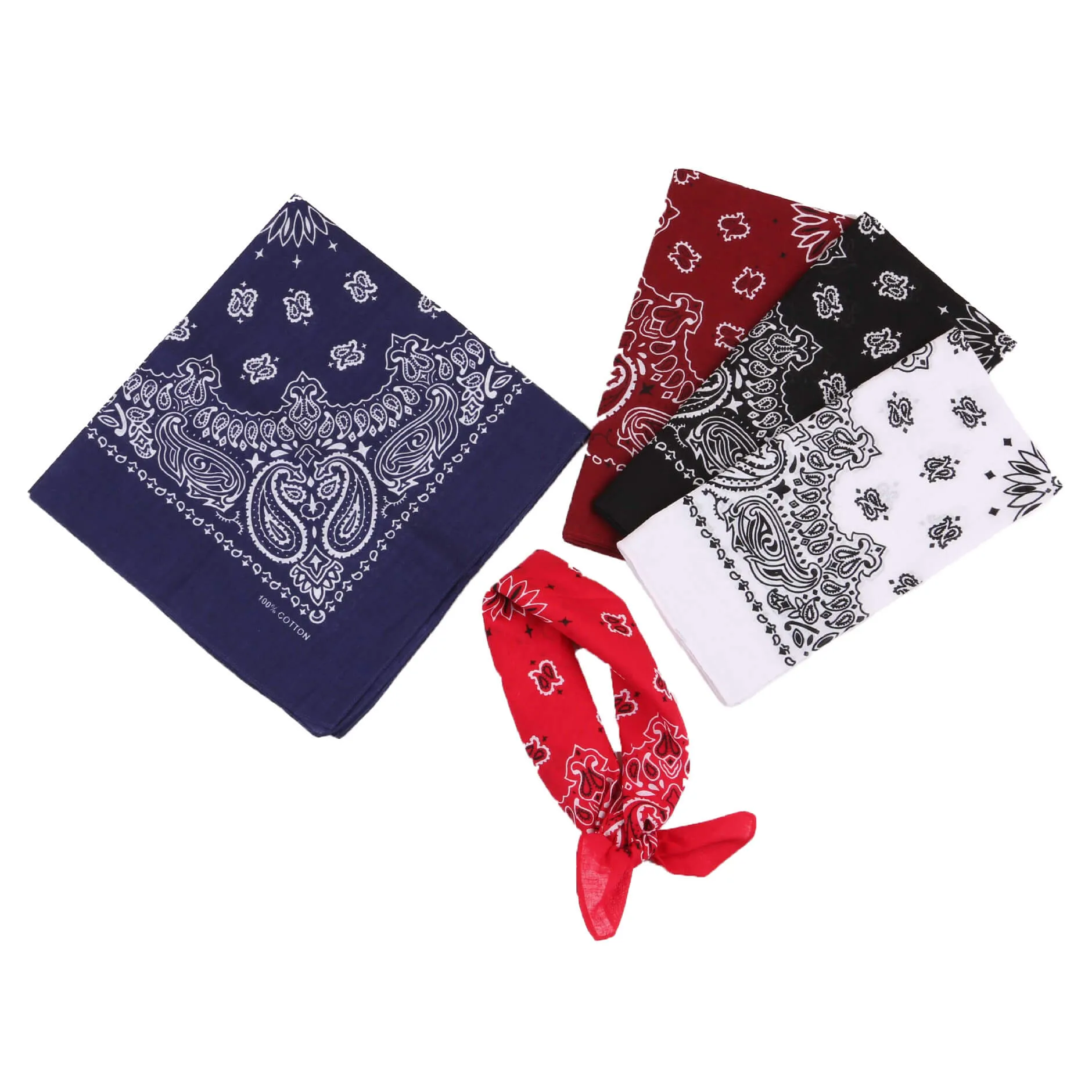 12 Piece Novelty Bandanas Paisley 100% Cotton Hearwear (22 inches x 22 inches)