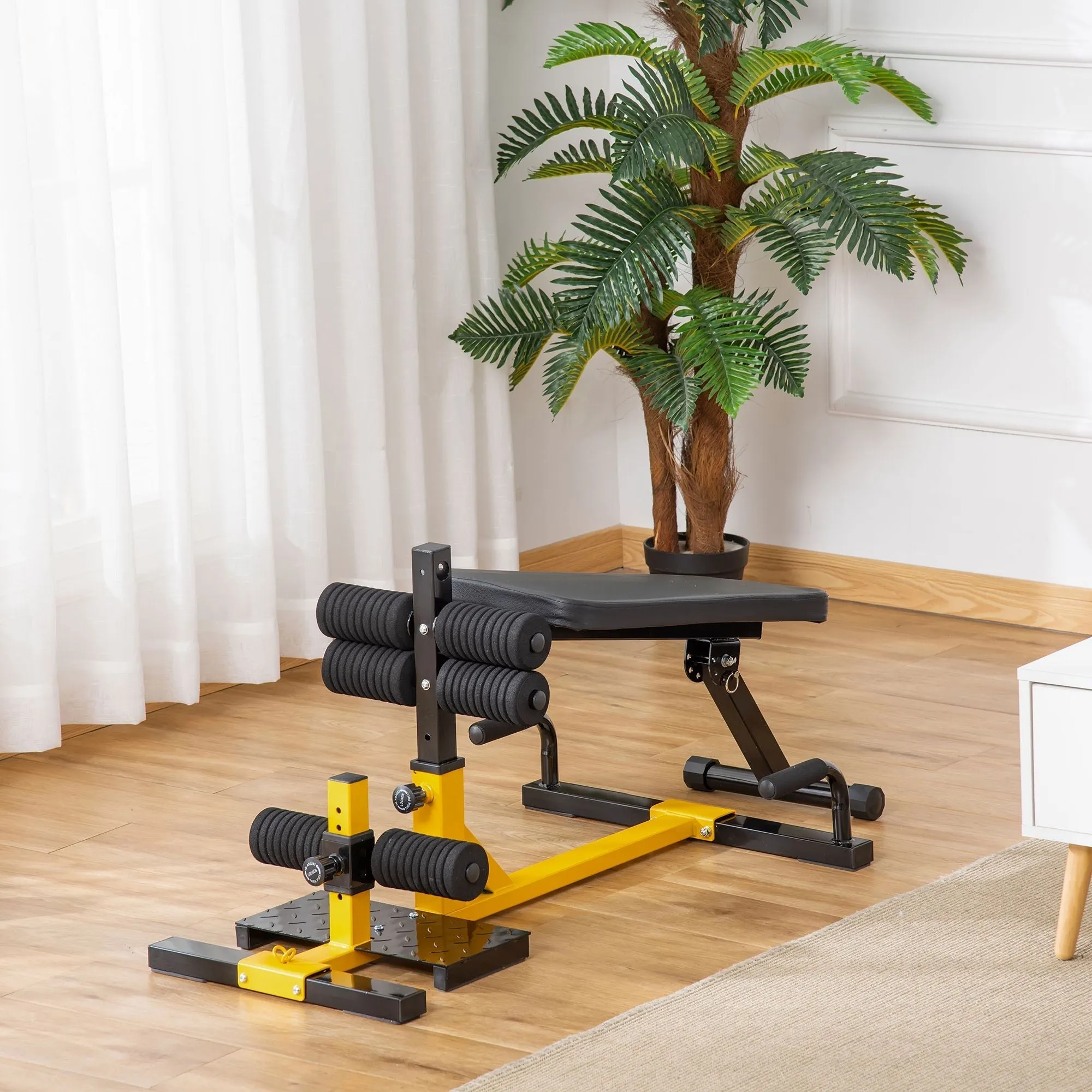 3-In-1 Squat Machine w/ Adjustable Padded Bench