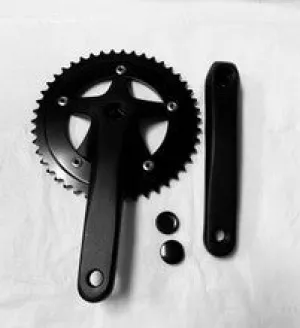 Alloy / Steel 3pc Crank Single Speed 46T Flat Black -Live4Bikes