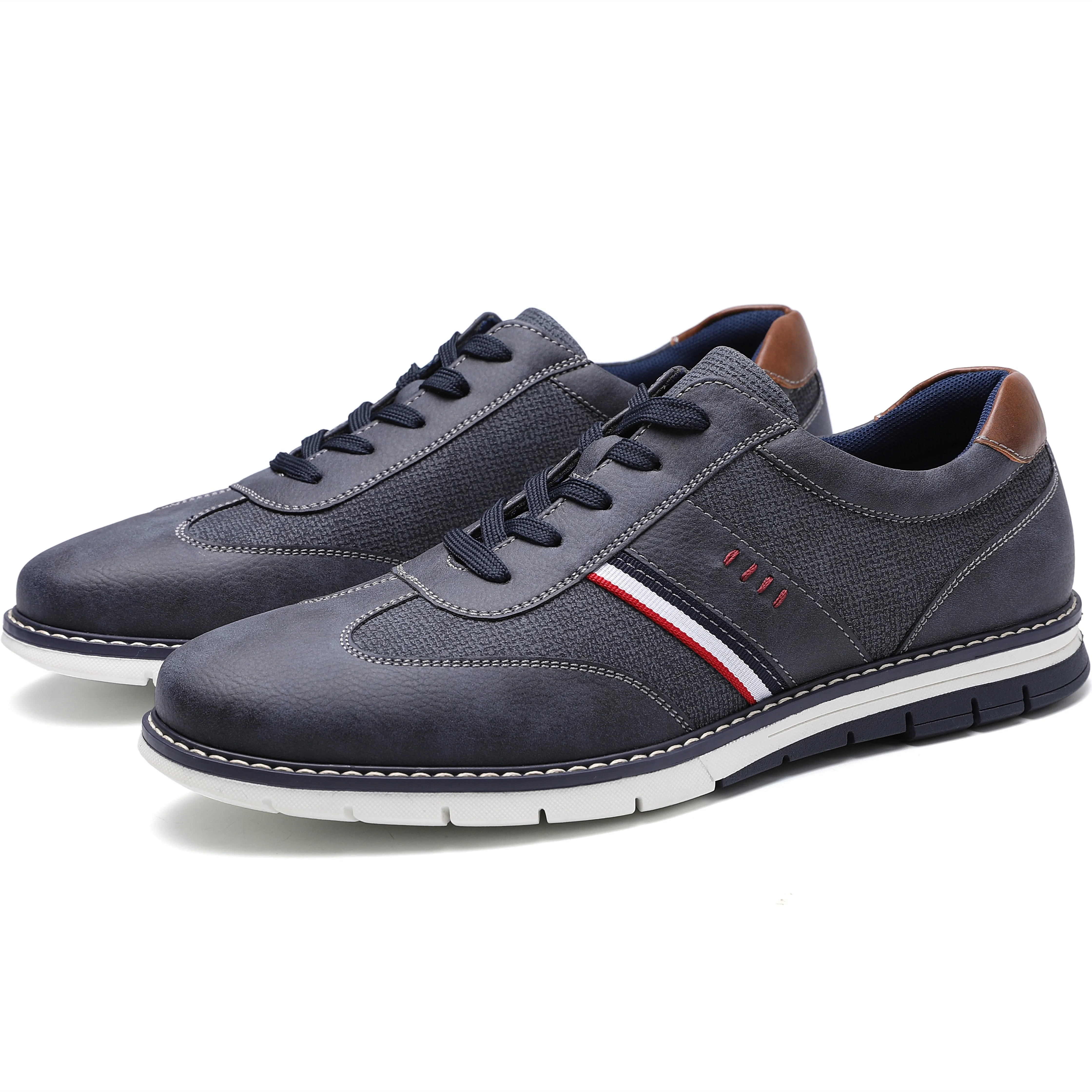 Angelo Ricci™ Designer Leather Casual Lace-Up Sneakers