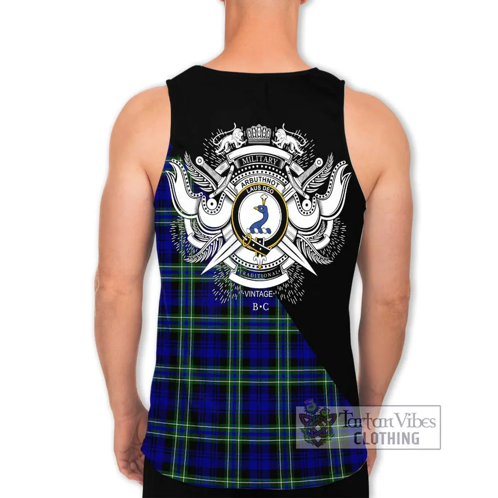 Arbuthnot Modern Tartan Men's Tank Top with Family Crest and Military Logo Style