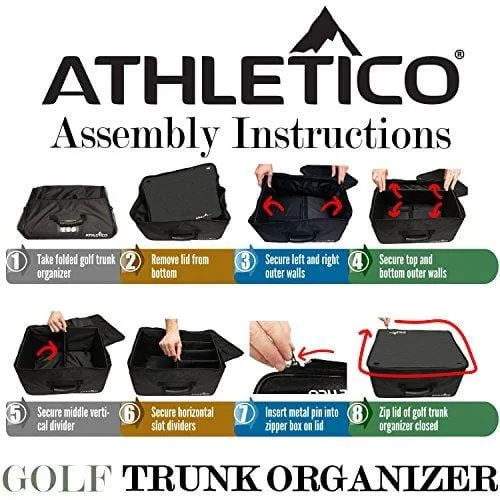 Athletico Golf Trunk Organizer Storage - Car Golf Locker to Store Golf Accessories | Collapsible When Not in Use