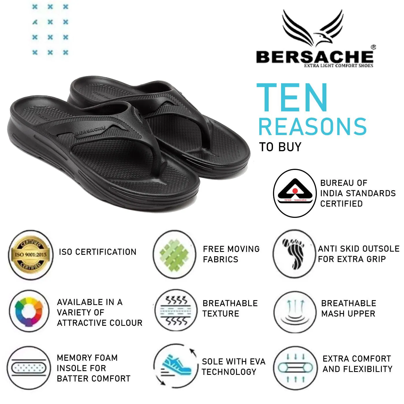 Bersache Extra Soft Classic Casual with  Regular wear with Ultra Soft & Flexibility Technology Flip Flop for Men's & Boy's (6119-Black)