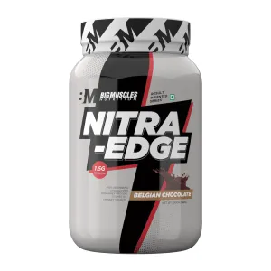 Bigmuscles Nutrition Nitra Edge Isolate Whey Protein [ 2lbs, Belgian Chocolate] | 32g Protein | 13.5g EAA | 6g BCAA per serving | 3g Creatine | Muscle Building Formula