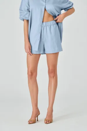 Blue Linen Shorts