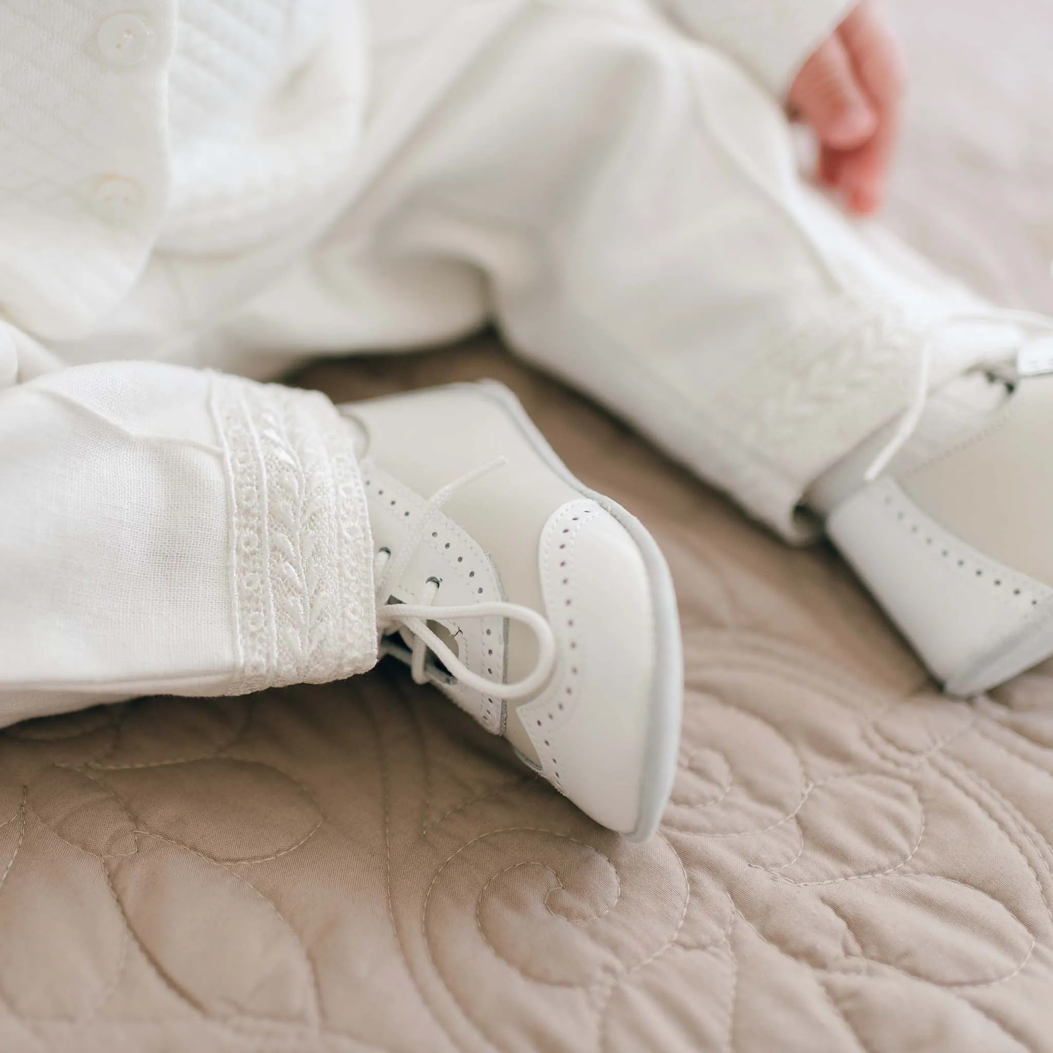 Boys Ivory Two Tone Wingtip Shoes