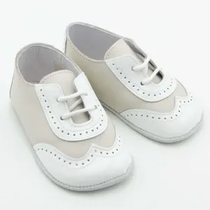 Boys Ivory Two Tone Wingtip Shoes