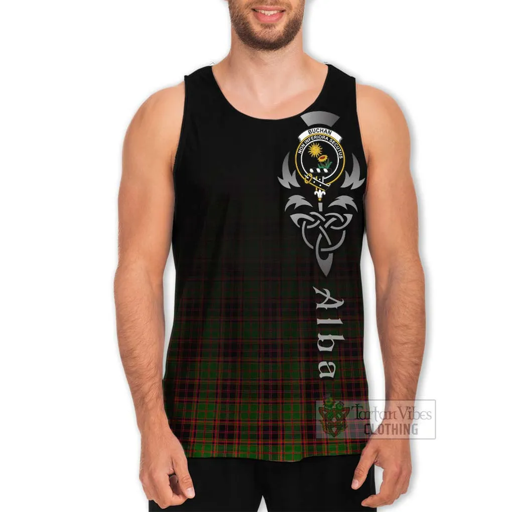 Buchan Tartan Men's Tank Top Featuring Alba Gu Brath Family Crest Celtic Inspired