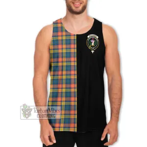 Buchanan Ancient Tartan Men's Tank Top with Family Crest and Half Of Me Style