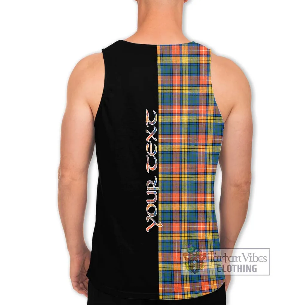 Buchanan Ancient Tartan Men's Tank Top with Family Crest and Half Of Me Style