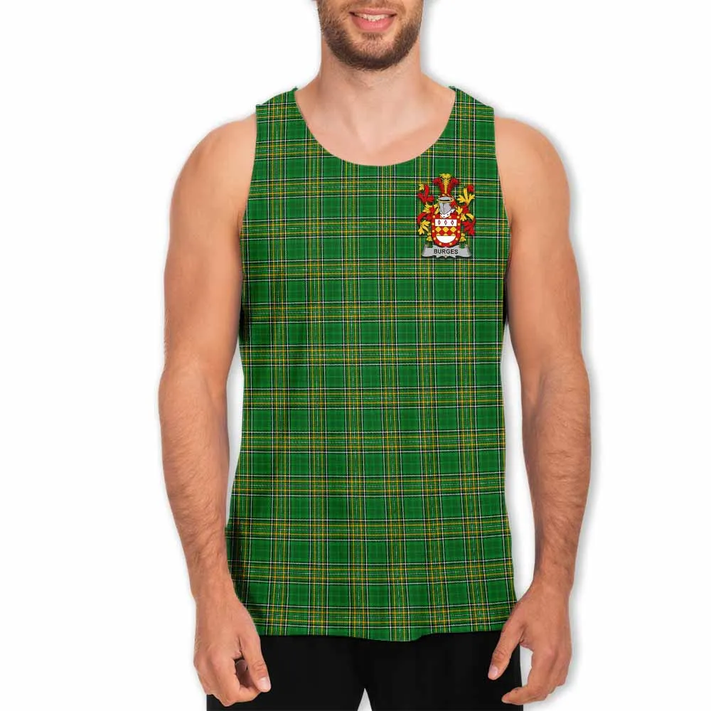 Burges Irish Clan Tartan Men's Tank Top with Coat of Arms