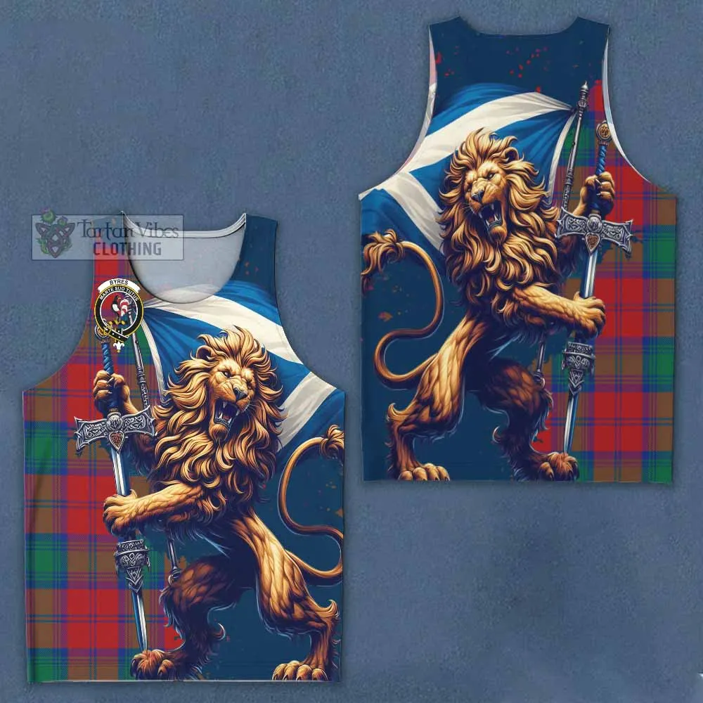 Byres (Byses) Tartan Family Crest Men's Tank Top with Scottish Majestic Lion