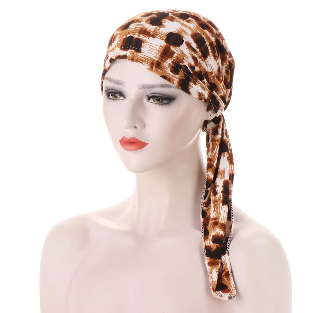 Curved Tail Turban Hat Flower Cloth Pullover