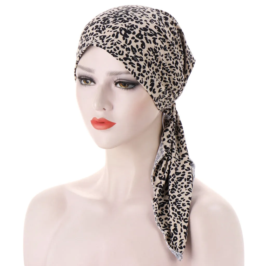 Curved Tail Turban Hat Flower Cloth Pullover