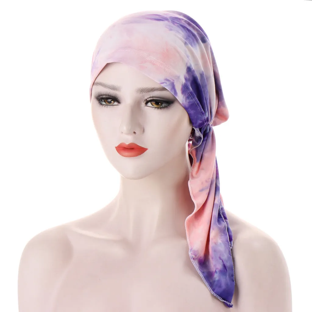 Curved Tail Turban Hat Flower Cloth Pullover