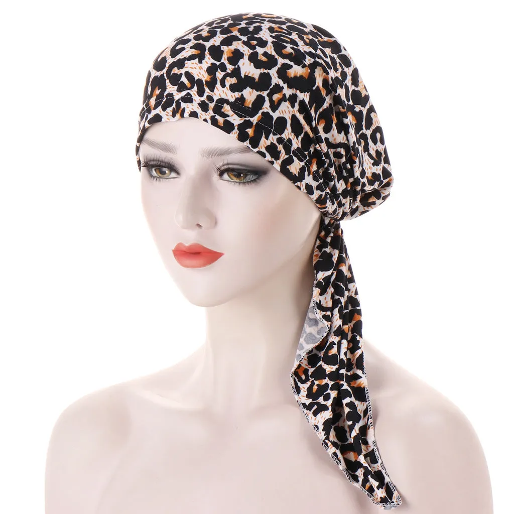 Curved Tail Turban Hat Flower Cloth Pullover