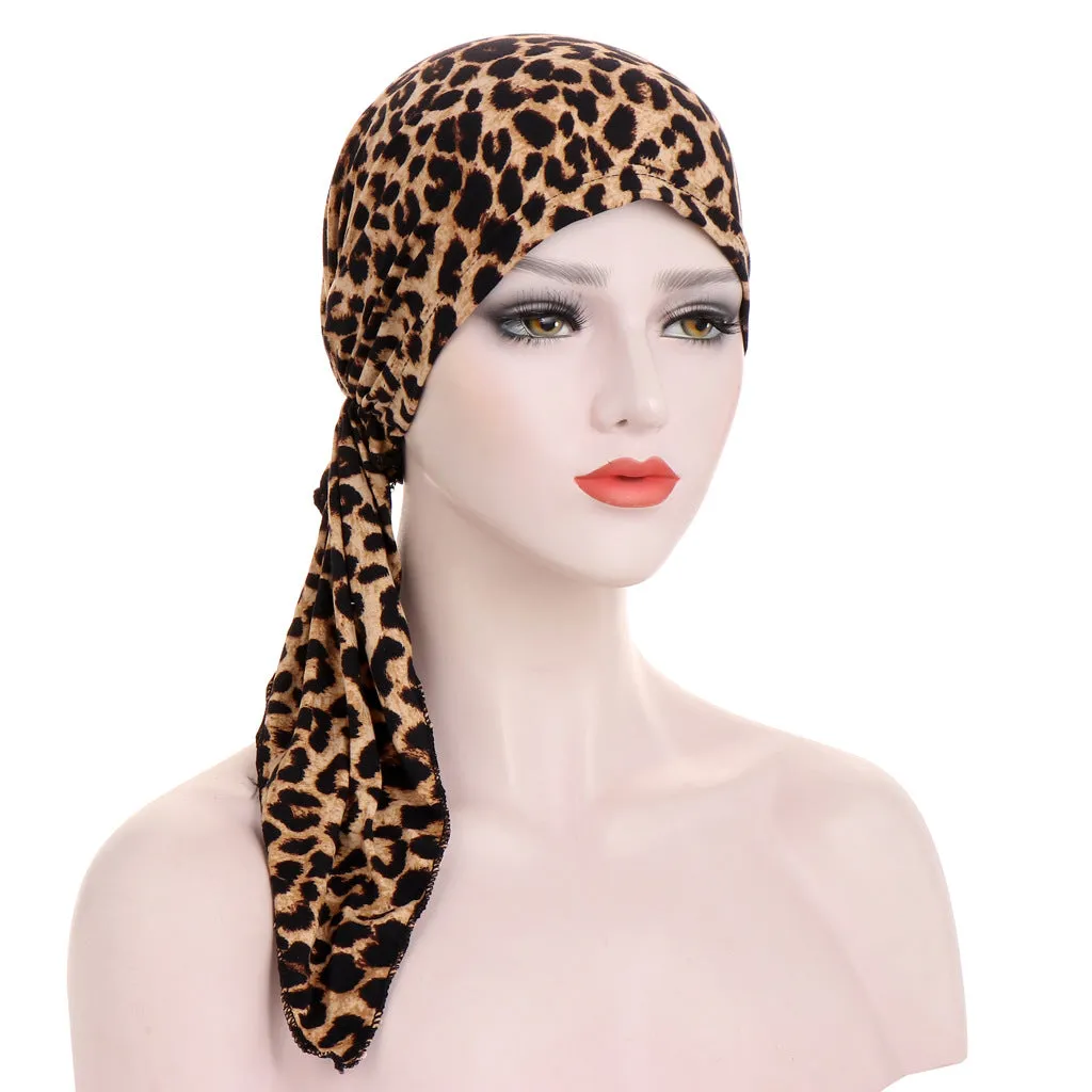 Curved Tail Turban Hat Flower Cloth Pullover