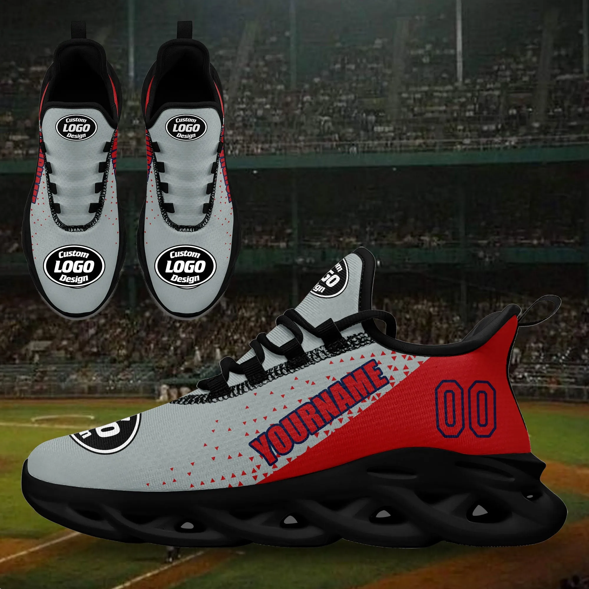 Custom Grey Red Jersey MaxSoul Shoes and Hat Combo Offer Personalized ZH-D0b0088-b