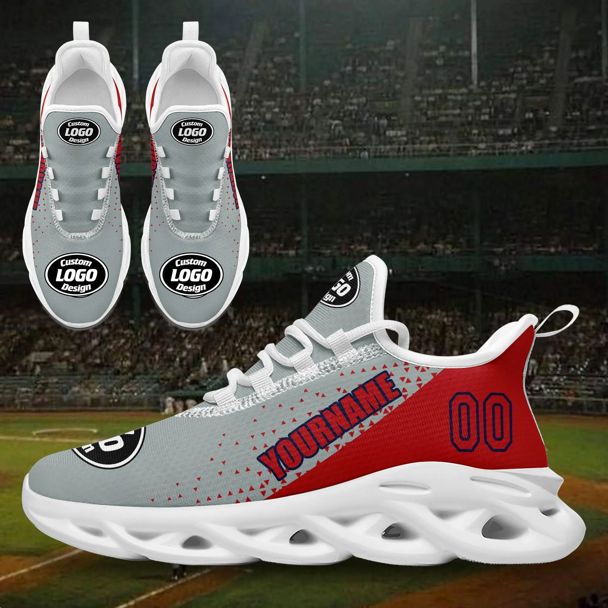 Custom Grey Red Jersey MaxSoul Shoes and Hat Combo Offer Personalized ZH-D0b0088-b