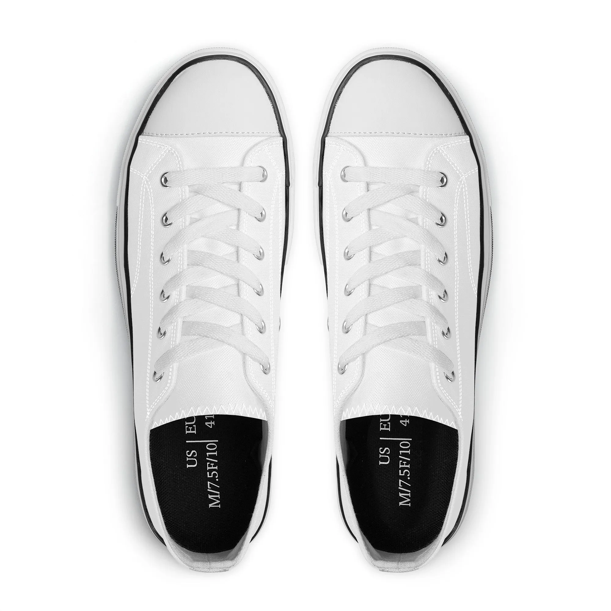 Custom Low Top Canvas Shoes -White Classic