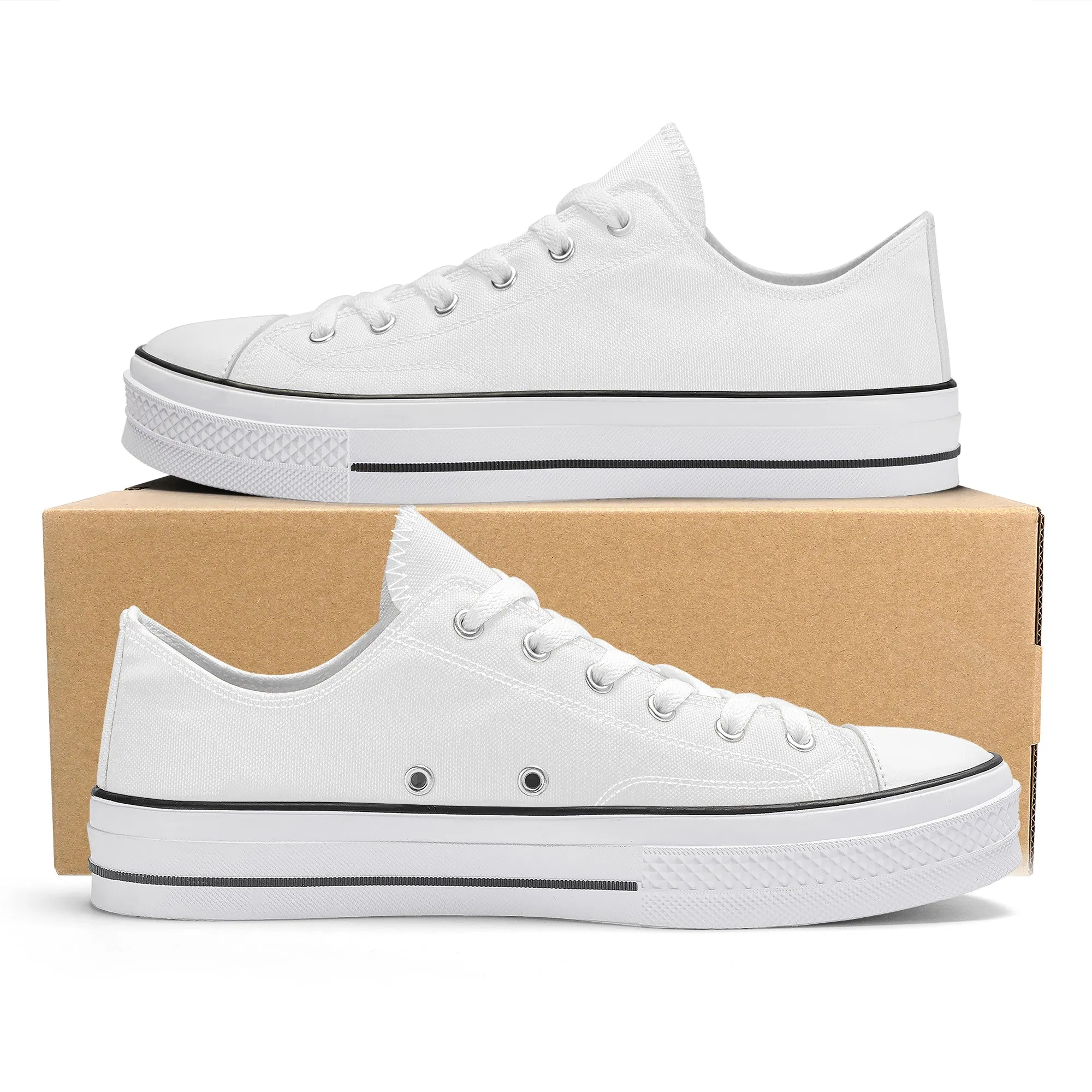 Custom Low Top Canvas Shoes -White Classic