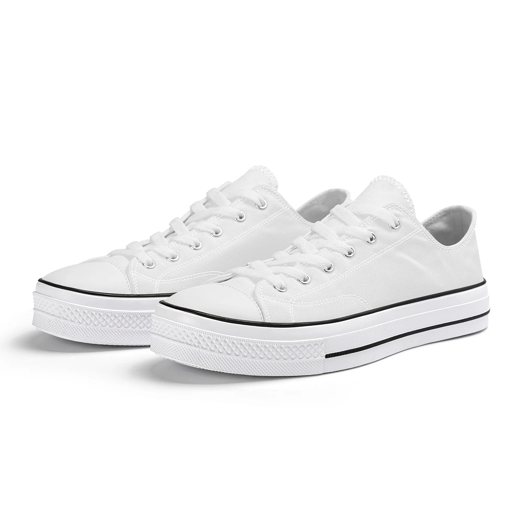 Custom Low Top Canvas Shoes -White Classic