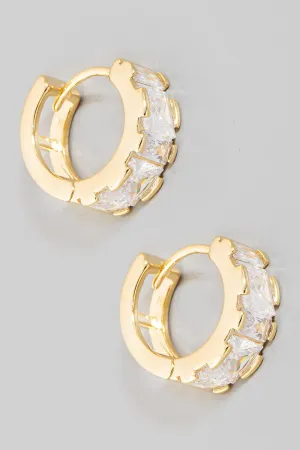 Fame Mini Rhinestone Huggie Hoop Earrings