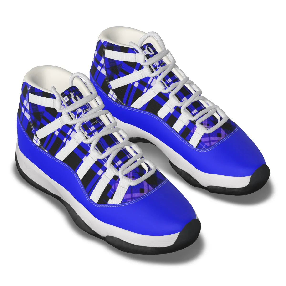 FLEXIN PLAID BLUE Men's High Top Basketball Shoes