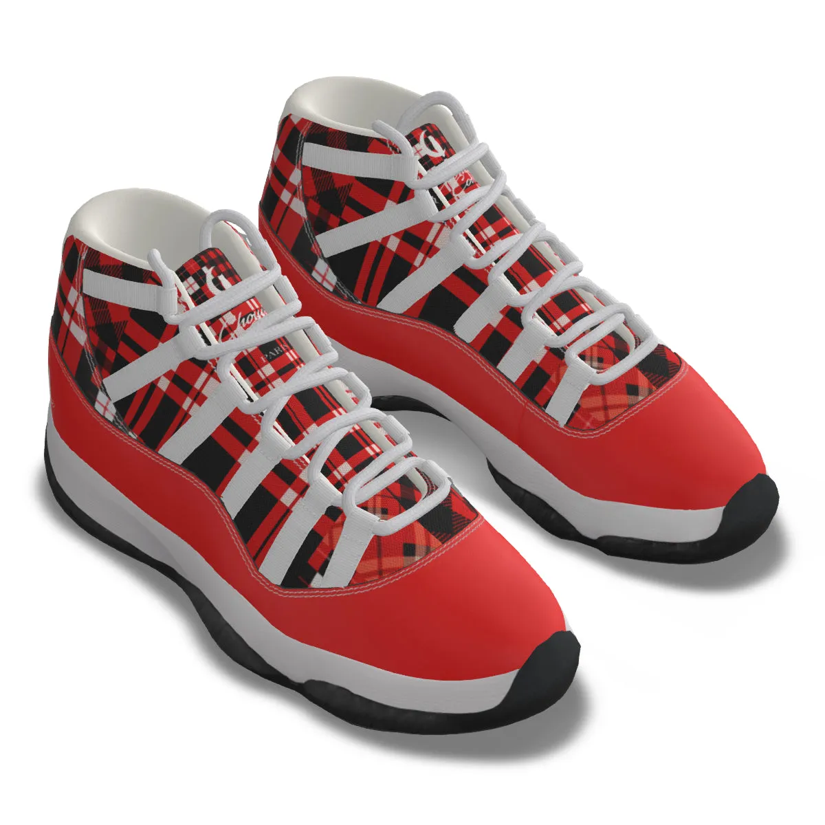 FLEXIN PLAID RED Men's High Top Basketball Shoes