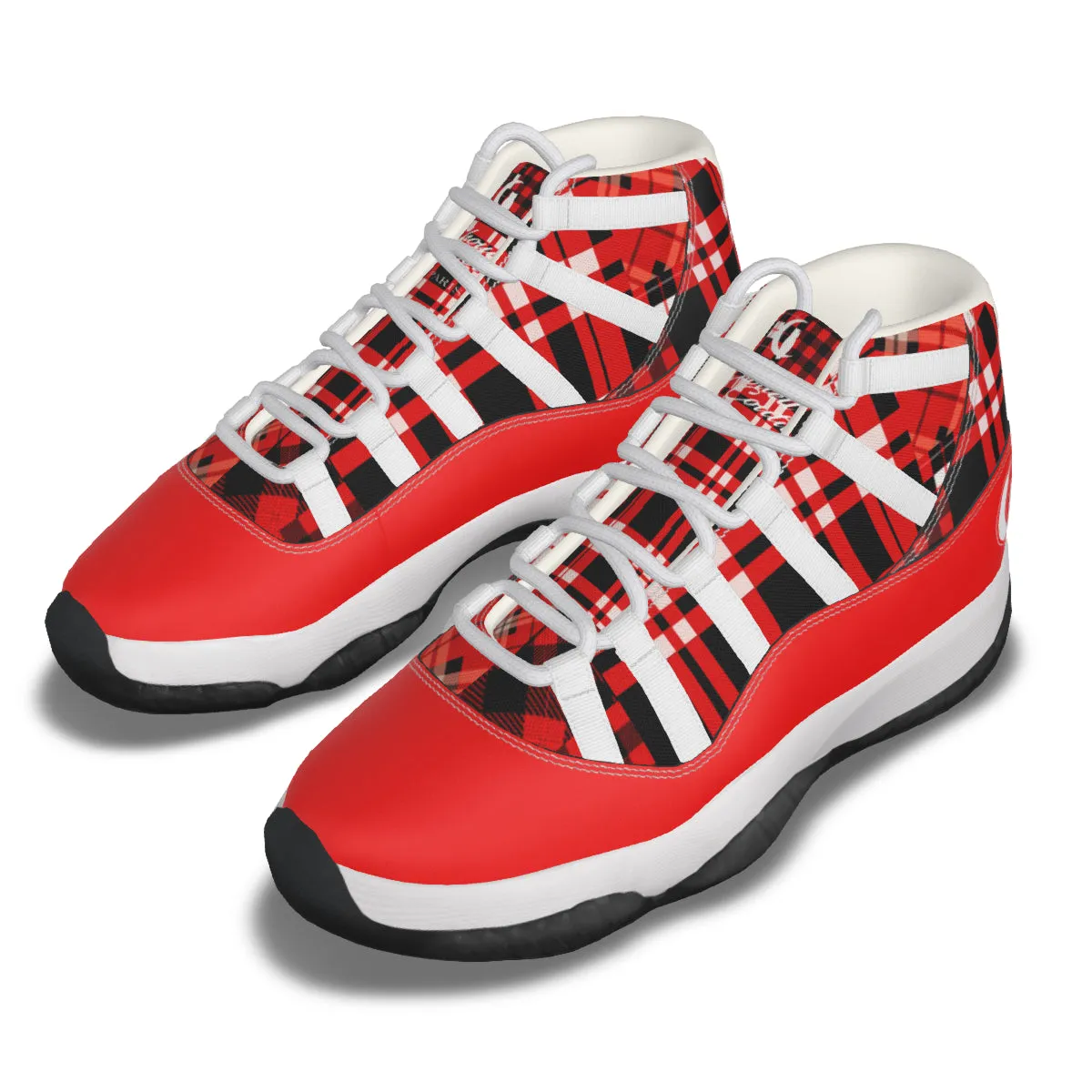 FLEXIN PLAID RED Men's High Top Basketball Shoes