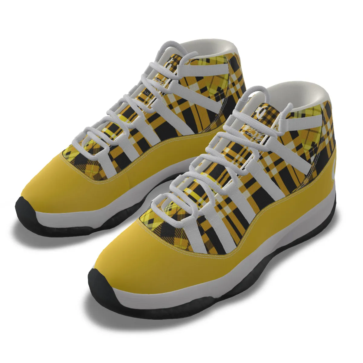 FLEXIN PLAID YLW Men's High Top Basketball Shoes