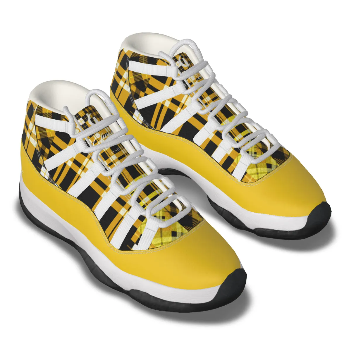 FLEXIN PLAID YLW Men's High Top Basketball Shoes