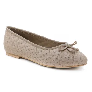 Football Stitched Beige Ballerinas