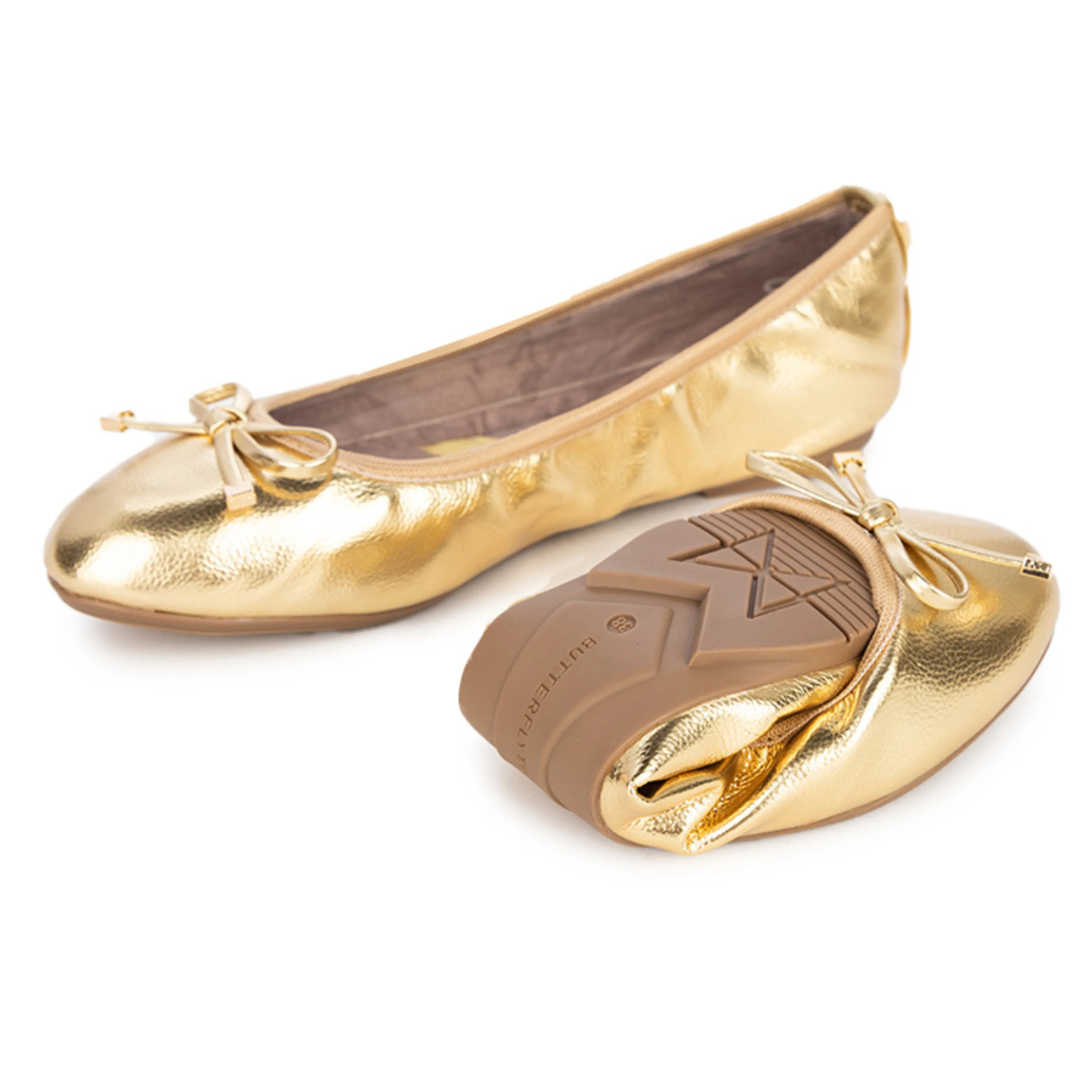 FRANKIE Ballet Flat Shoes - Gold Metallic