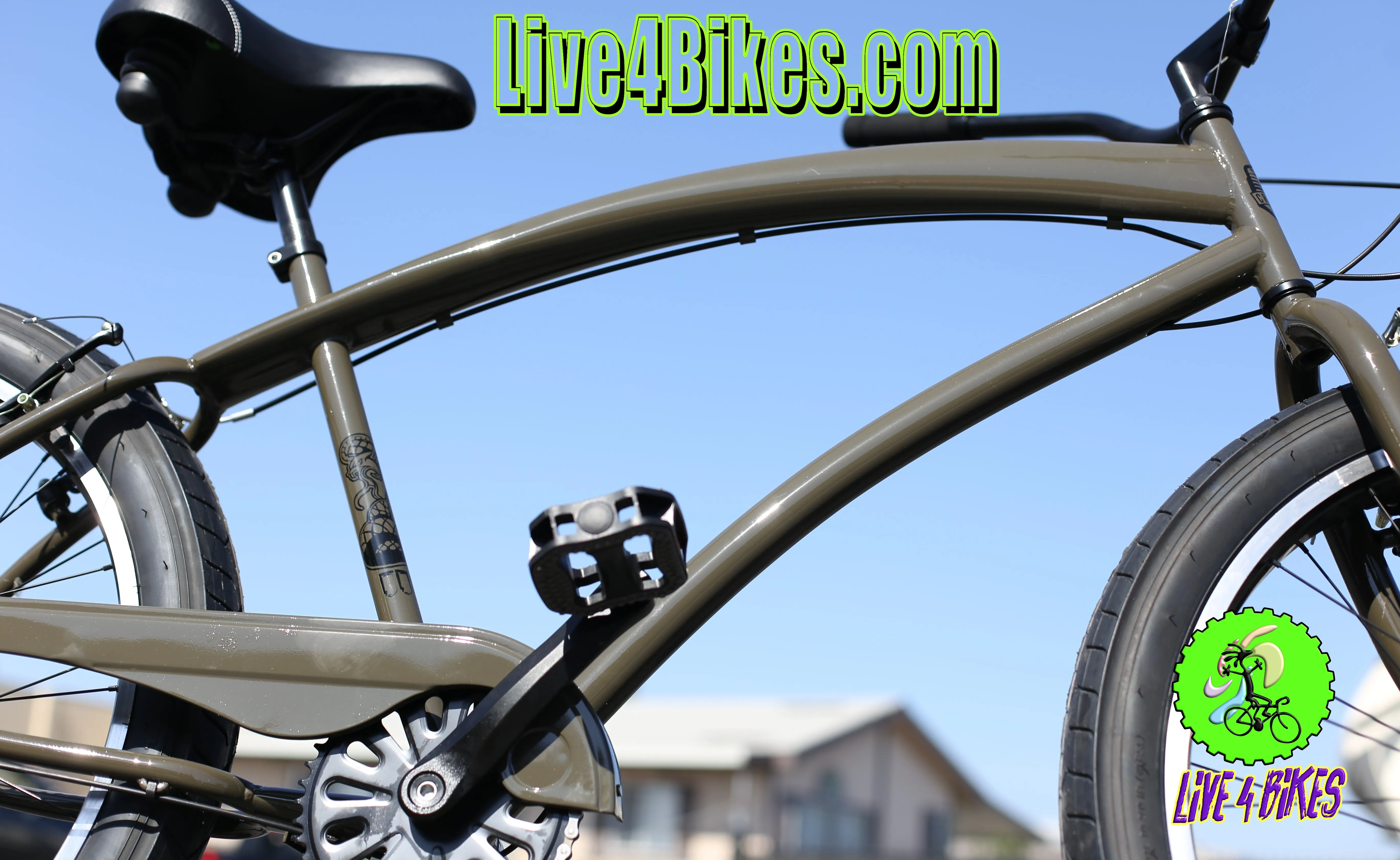 Golden Cycles Cobra  7 speed  Army Green Beach Cruiser 26x3.00 - Live 4 Bikes