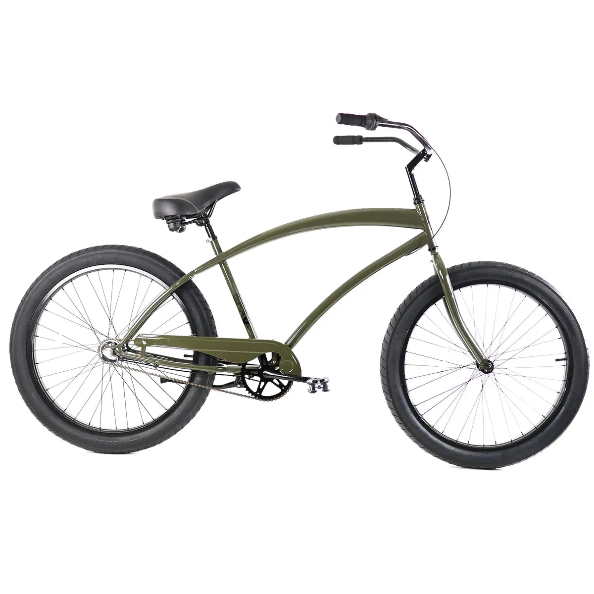 Golden Cycles Cobra  7 speed  Army Green Beach Cruiser 26x3.00 - Live 4 Bikes