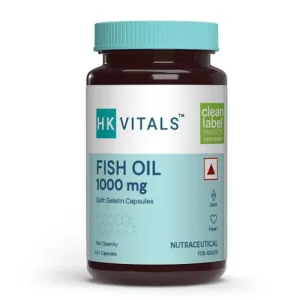 HealthKart HK Vitals Fish Oil Capsule For Men And Women, 60 Omega 3 Fish Oil Capsules (1000mg Omega 3 with 180 mg EPA & 120 mg DHA), for Brain, Heart, Eyes, and Joints Health