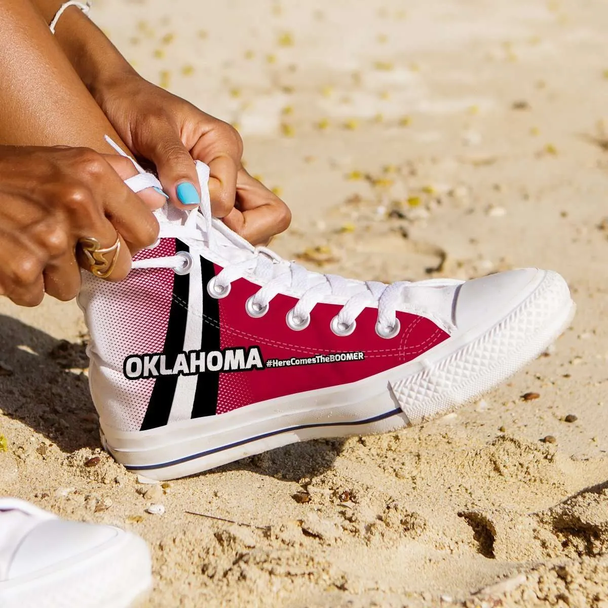 #HereComesTheBoomer Oklahoma Canvas High Top Shoes