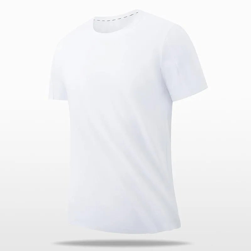 Ice silk thin short-sleeved t-shirt men's loose casual sports seamless large size top men's cool feeling breathable quick-drying