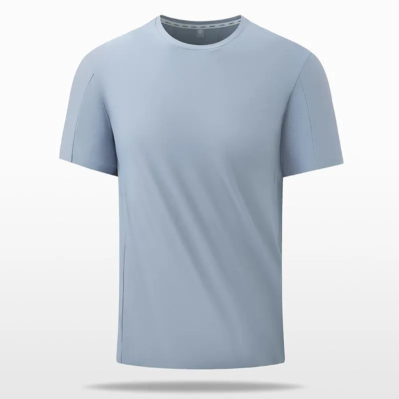 Ice silk thin short-sleeved t-shirt men's loose casual sports seamless large size top men's cool feeling breathable quick-drying