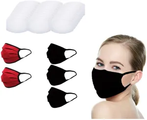 (IN STOCK) MADE IN USA Washable Reusable Anti-dust Cloth Face Mask Protection Double Layer Covering 5 Pack With Filters (30 PCS)