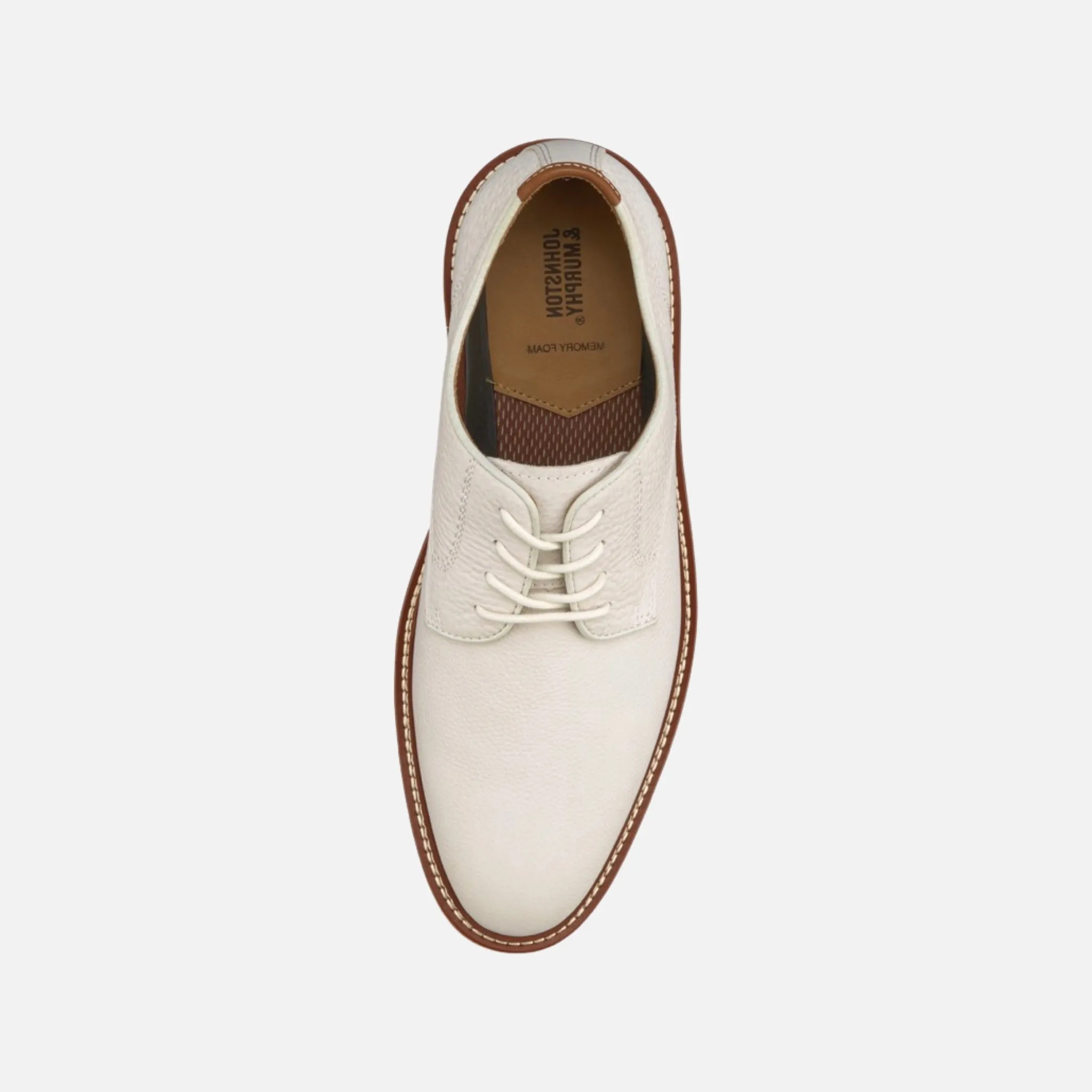 Johnston & Murphy Men's Uptown Plain Toe White Nubuck Shoes | TRUFOAM™ Sole