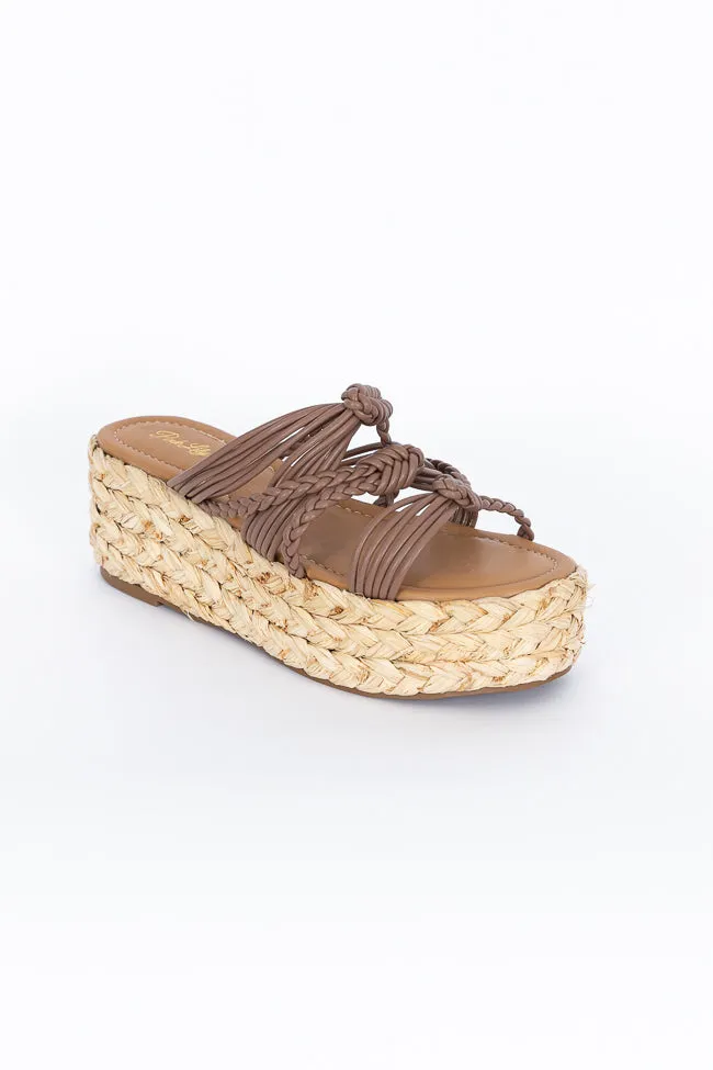 Katherine Brown Leather Braided Platform Sandals FINAL SALE