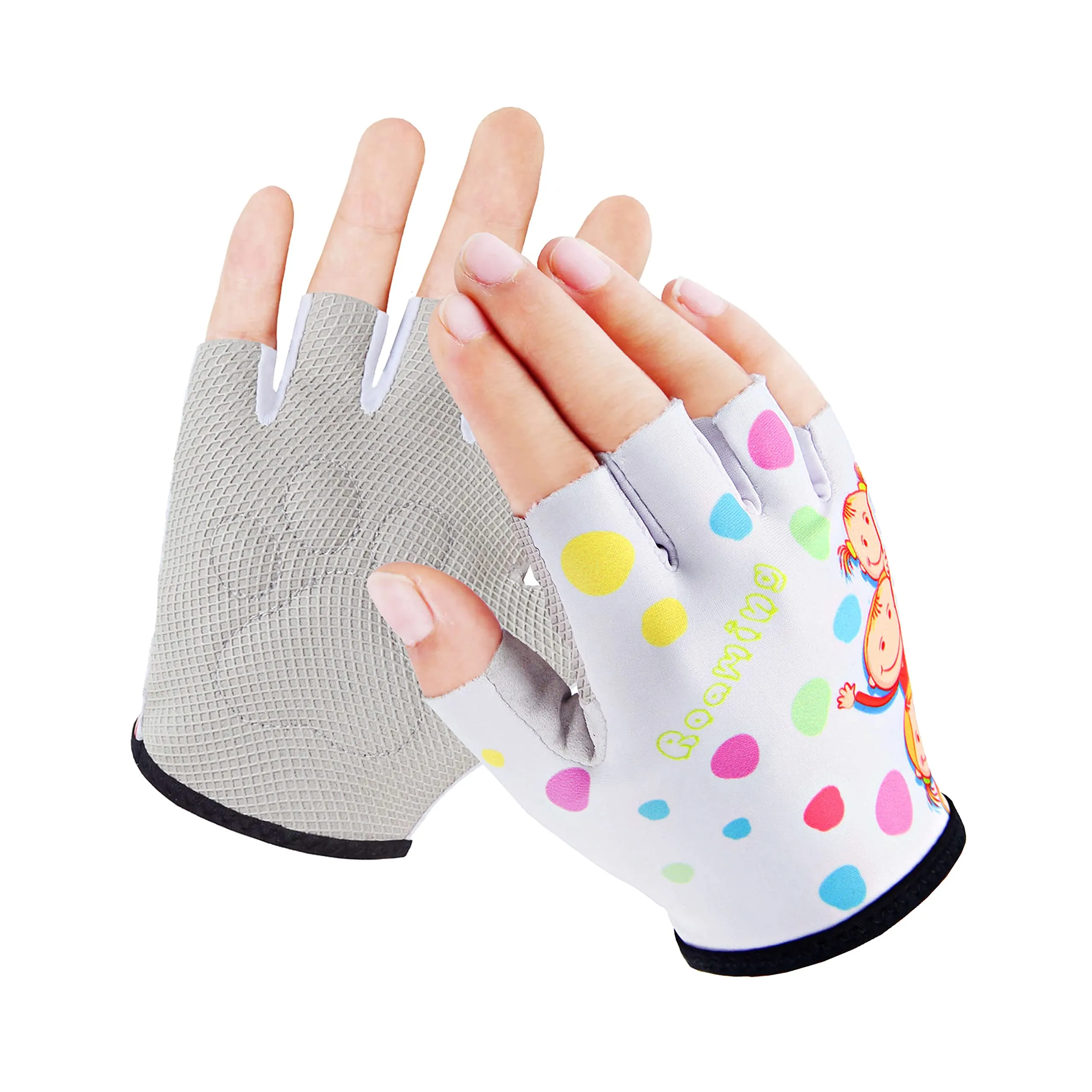 Kids Half-Finger Monkey Bar Gloves for Age 1-9 Boys Girls Climbing Biking Good Grip Control Gloves for Gymnastics Balance Boards Outdoor Sports (White, M)