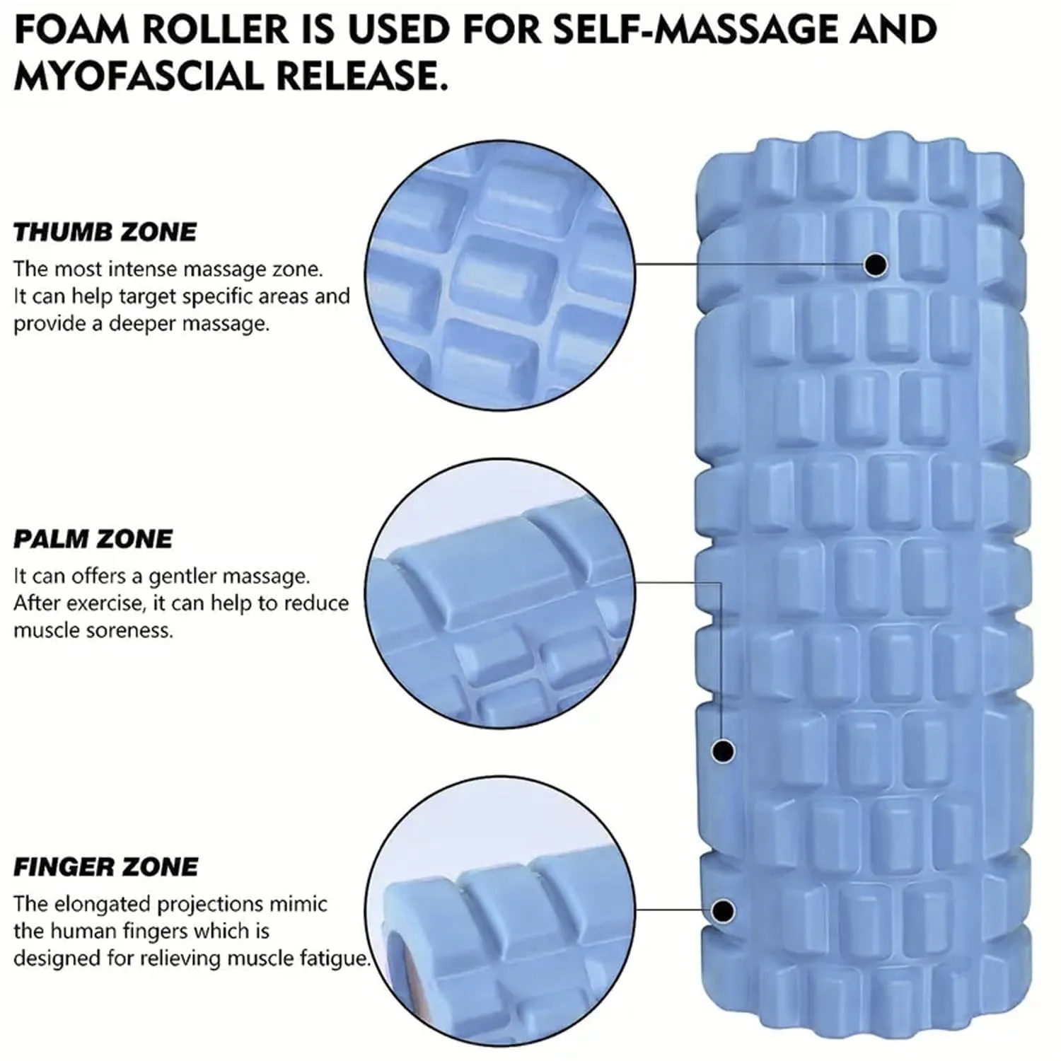 Kuber Industries Foam Roller For Exercise, Back Pain, Knee Pain-Pack of 5 (Blue)