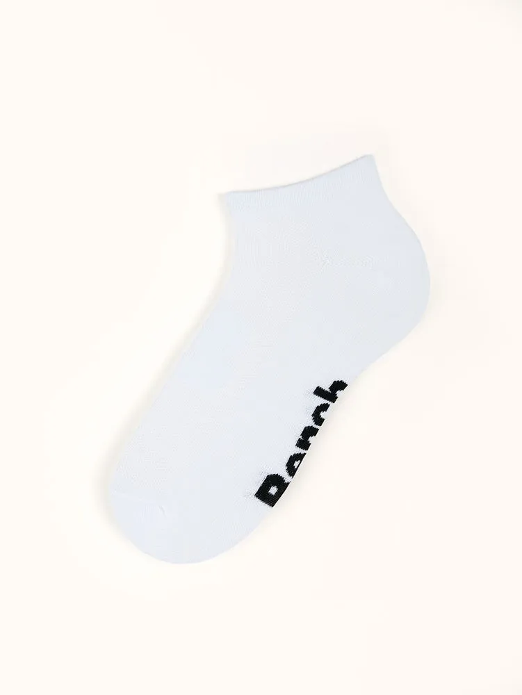 Men's Flat Knit Mesh Top Low-Cut Socks (6 Pairs) - White