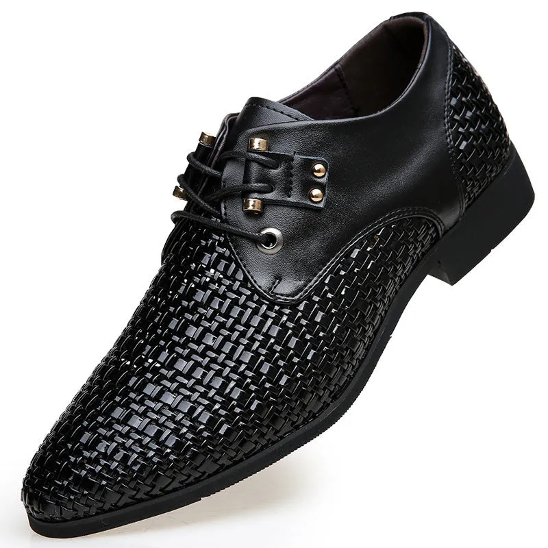 Men's leather shoes hollow