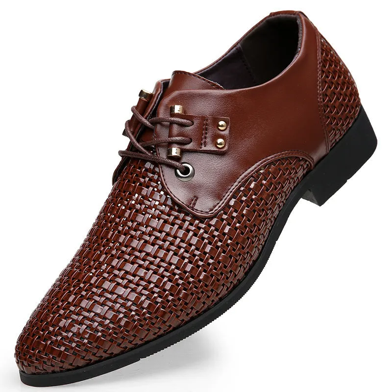 Men's leather shoes hollow